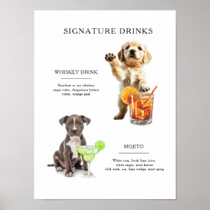 Poster Menu Dog Signature Beber Bar de Casamento