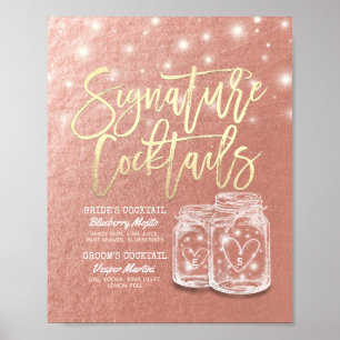 Poster Menu Drink de Assinatura de Casamento Mason Jars R