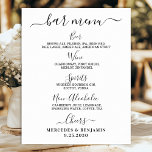Poster Menu Drink Personalizado do Bar de Casamento Elega<br><div class="desc">Menu bar! Caligrafia simples, mas elegante, esta placa de bar de bebida de casamento apresenta quatro bebidas 'Cerveja', 'Vinho', 'Espíritos' e 'Não-Alcoólicos', personalizadas com suas bebidas à escolha. Personalize este símbolo elegante de casamento com os seus nomes e o menu de bebidas de bar de casamento! COPYRIGHT © 2020 Judy...</div>