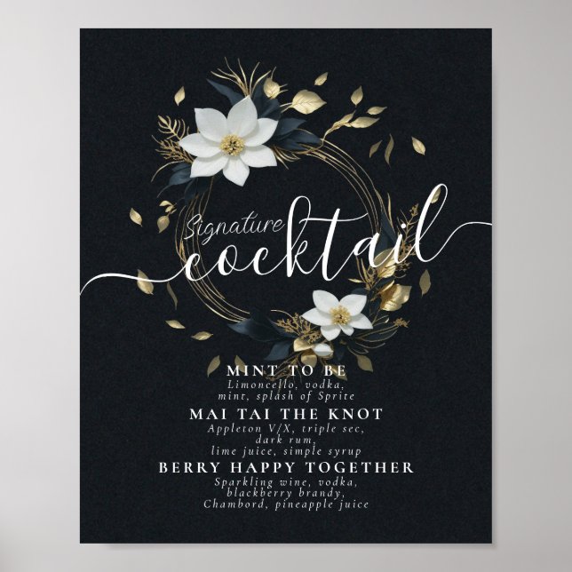 Poster Menu Drinks da Assinatura Wreath Wedding (Frente)