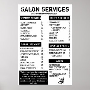 Poster Menu Grunge Salon