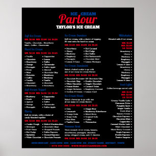 Poster Menu Moderno de Parlor do Sorvete