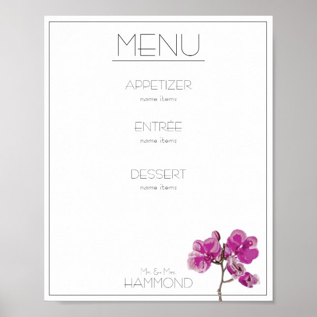 Poster Menu Orquídea Rosa (Frente)