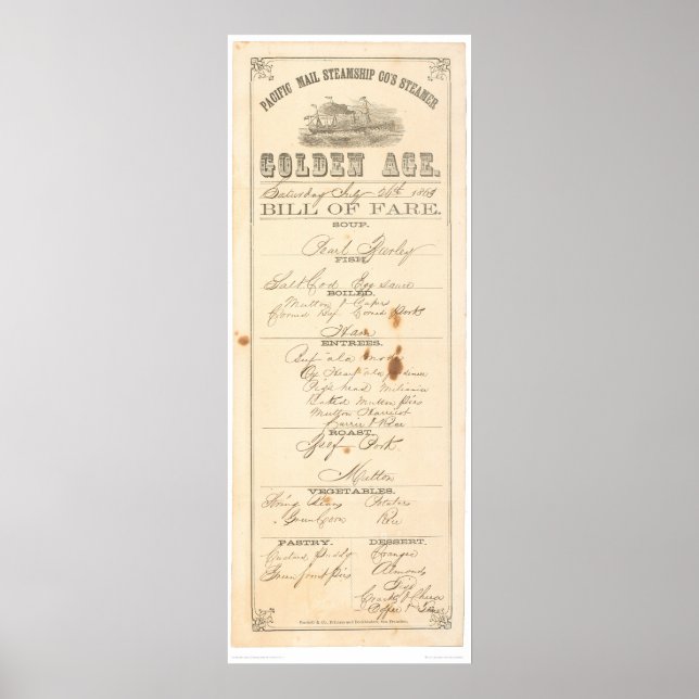 Pôster Menu para Vapor "Golden Age" (1276A) (Frente)