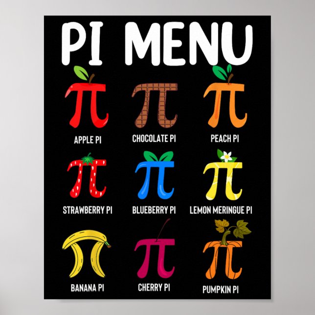 Poster Menu Pi 3.14 Símbolo Pi - Professor de Matemática  (Frente)