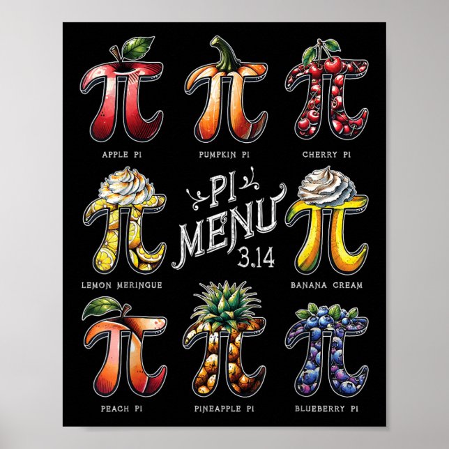 Poster Menu Pi Dia do Pi 3.14 Menu de Torta de Frutas Eng (Frente)