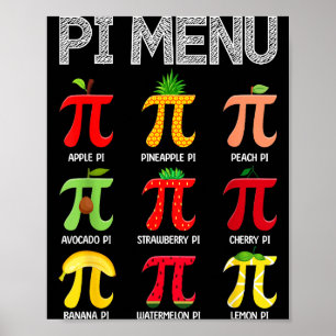 Poster Menu Pi Frutas Feliz Dia do Pi Professor de Matemá
