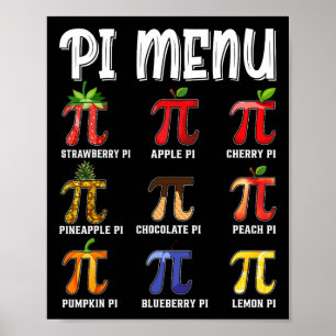 Poster Menu Pi Pi Engraçado 3.14 Professor de Matemática 