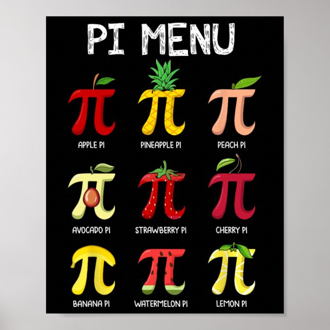 Poster Menu Pi Torta Dia de Matemática Professor de Matem (Frente)