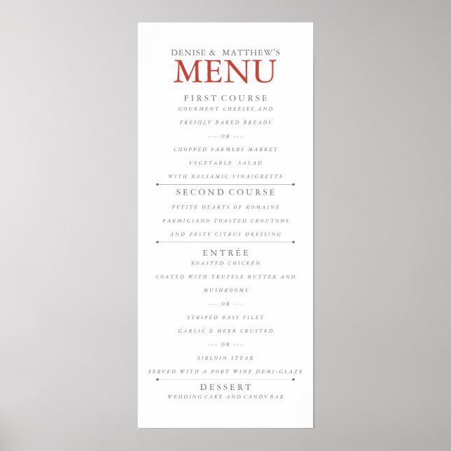Poster Menu Poinciana de 4" x 9" (Frente)