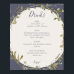 Poster Menu primavera de Bebidas de Casamento com Púrpura<br><div class="desc">Este primavera de beija-flores roxas poeirentas de poster é perfeito para o seu casamento ruivo de vintage. A design apresenta flores silvestres coloridas, elegantes e pastéis e minimalistas, cor d'água. Ele lembra o espectador de um clássico e simples prado de jardim de verão da boêmia. Um destaque do design é...</div>