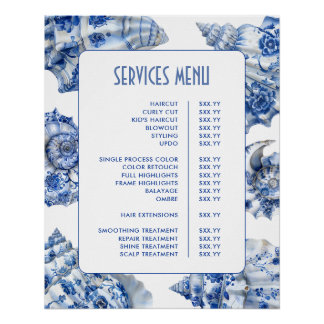 Pôster Menu Serviços de Capas Azuis