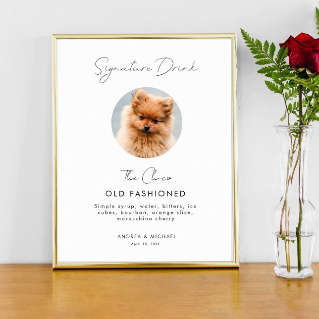Poster Menu Signature Drink Pet Dog Foto de Casamento Pet (Criador carregado)