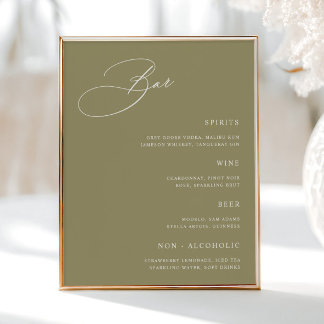 Poster Menu Simple Matcha Green Wedding Bar
