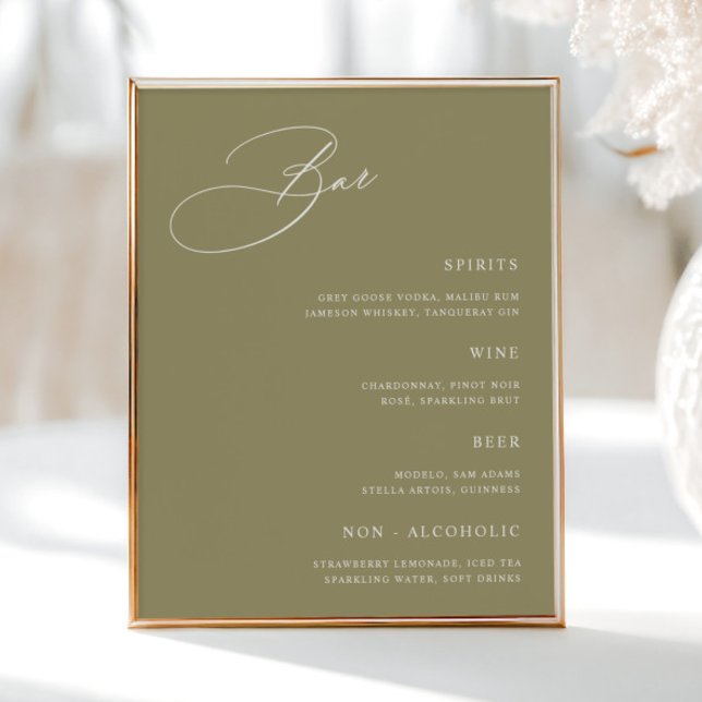 Poster Menu Simple Matcha Green Wedding Bar (Criador carregado)