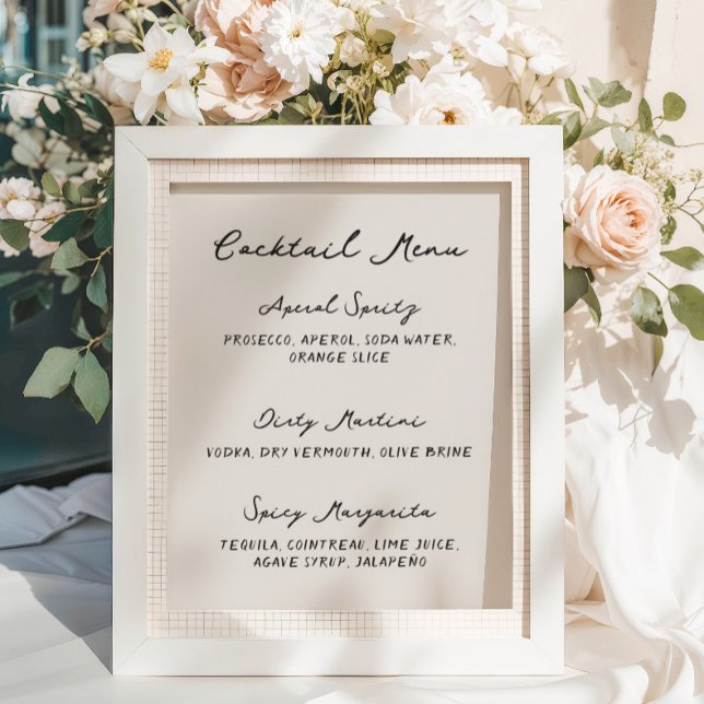 Poster Menu Whimsical Quirky Handwrite Cocktail (Criador carregado)