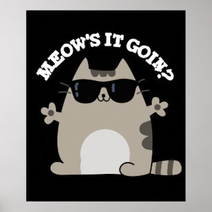 Poster Meow está ficando engraçado Gato Pun Dark BG
