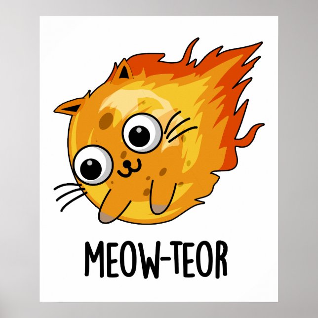 Poster Meow-teor Engraçado Meteor Pun (Frente)