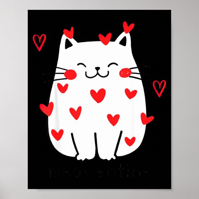 Poster Meowentine Cute Cat Valentines Day Men Women Cat D (Frente)
