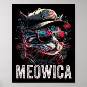 Poster Meowica 4 De Julho Cat American Flag America