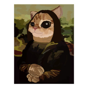 Pôster Meowlisa Mona Lisa Gato Divertido Rosto de Gato