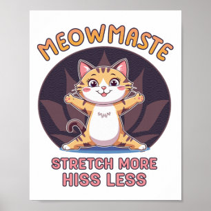 Poster Meowmaste Yoga Gato Esticar Mais Sibilo Menos _4
