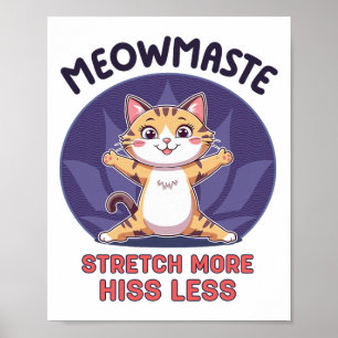 Poster Meowmaste Yoga Gato Esticar Mais Sibilo Menos _5