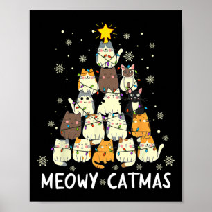 Poster Meowy Catmas Árvore de Natal Xmas Meninas Fu