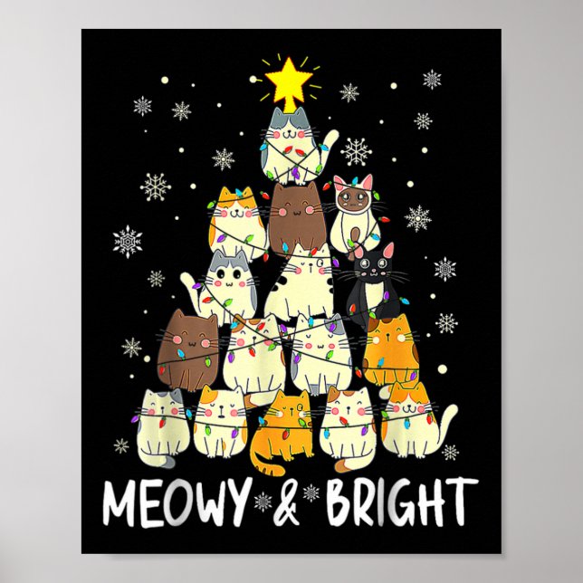 Poster Meowy Catmas Árvore de Natal Xmas Meninas Fu (Frente)