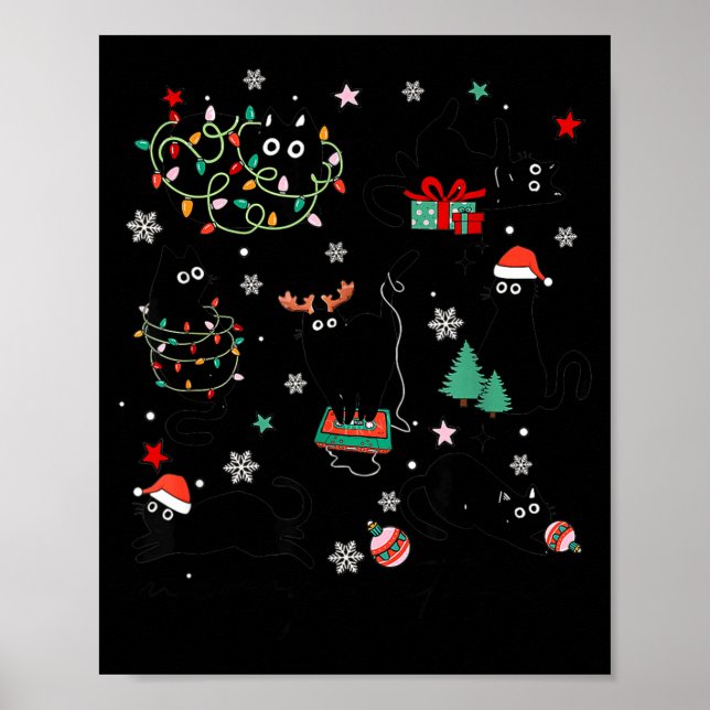 Poster Meowy Catmas Cat Christmas Cute Kitten Cats Santa  (Frente)