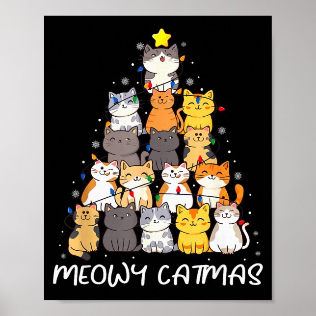 Poster Meowy Catmas Cat Christmas Tree Merry Catmas Boys  (Frente)