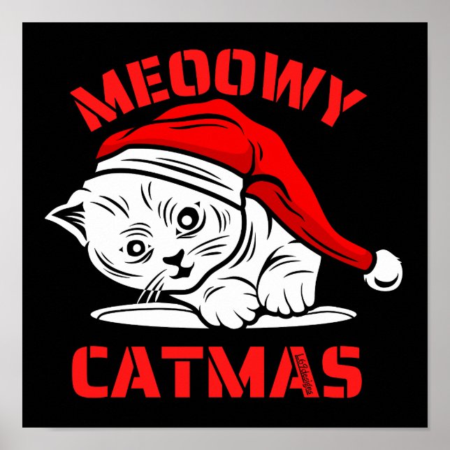 Poster MEOWY CATMAS, gato de natal engraçado (Frente)