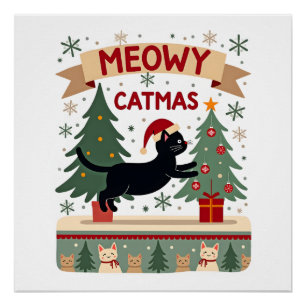 Pôster Meowy Catmas, Suéter de Natal Feio, Natal dos Gato
