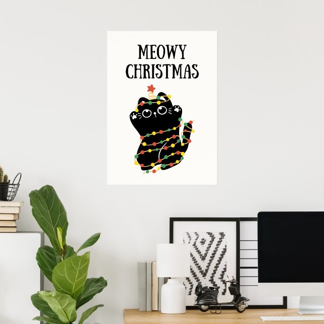 Poster Meowy Christmas (Escritório em casa)