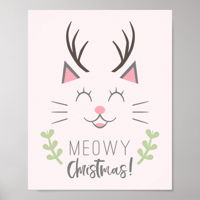 Poster Meowy Christmas | Gato-de-gato-cúmulo (Frente)