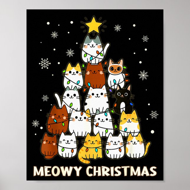 Poster Meowy Christmas Tree Merry Catmas Cat Lover For Me (Frente)