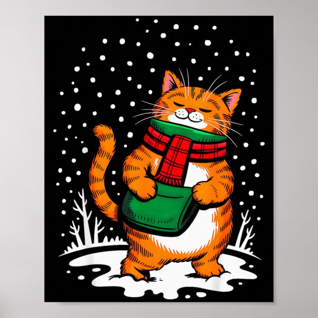 Poster Meowy Xmas Cats Christmas Snow Kitten Funny For Ca (Frente)