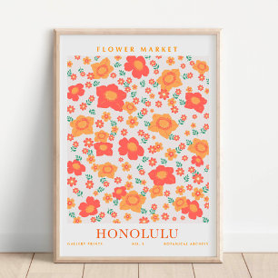 Poster Mercado Botânico de Flores de Honolulu