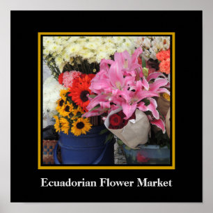 Pôster Mercado da flor do Ecuadorian na plaza da igreja