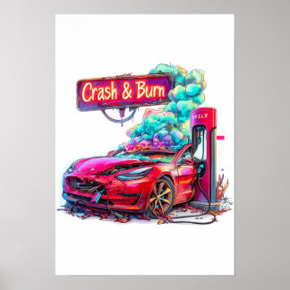 Poster Mercado de ações: queda e queima, musk de elon EV,