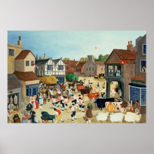 Pôster Mercado de bovinos do século XVIII