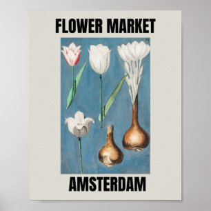 Poster Mercado de Flores Amsterdam Tulipa Vintage