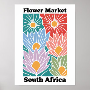 Poster Mercado de Flores da África do Sul Colorido Protea
