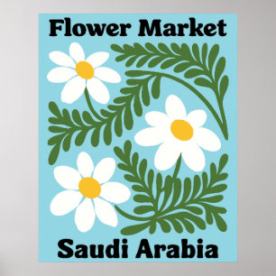 Poster Mercado de Flores da Arábia Saudita Daisy Branca n