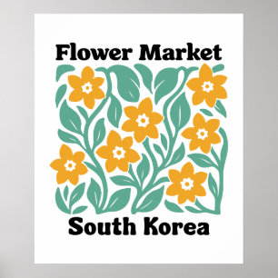 Poster Mercado de Flores da Coreia do Sul Flora Amarela F