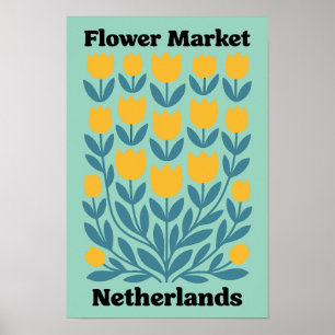 Poster Mercado de Flores da Holanda Países Baixos Tulipas