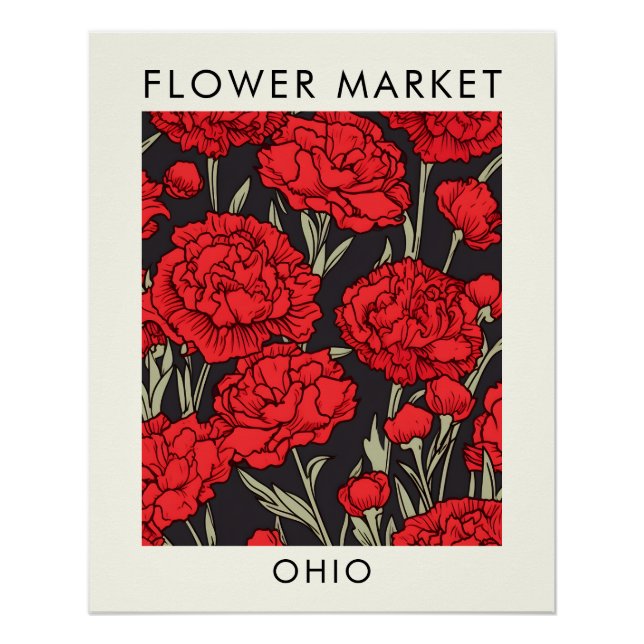Pôster Mercado de Flores de Cravos do Estado de Ohio (Frente)