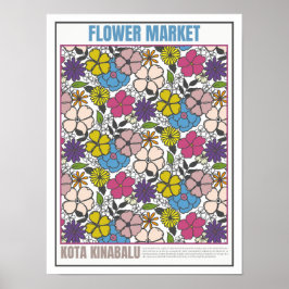 Poster Mercado de flores do sudeste asiático Kota Kinabal