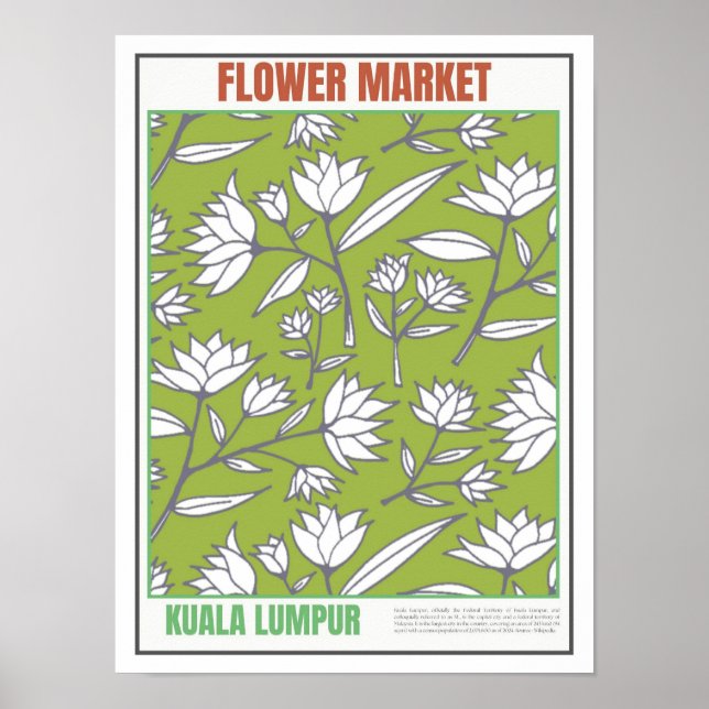 Poster Mercado de Flores do Sudeste Asiático Kuala Lumpur (Frente)