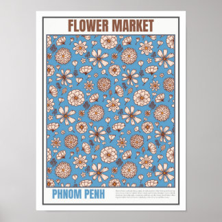 Poster Mercado de Flores do Sudeste Asiático Phnom Penh